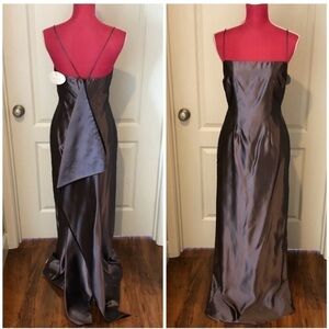 Wtoo Back Pleat Spaghetti Strap Purple Gown Dress